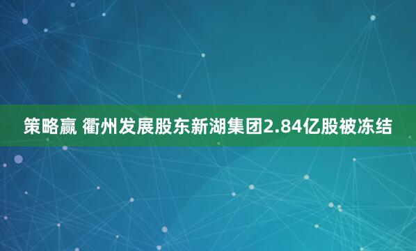 策略赢 衢州发展股东新湖集团2.84亿股被冻结