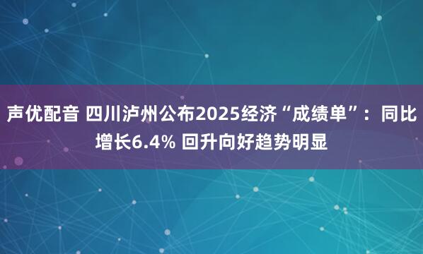 声优配音 四川泸州公布2025经济“成绩单”：同比增长6.4% 回升向好趋势明显